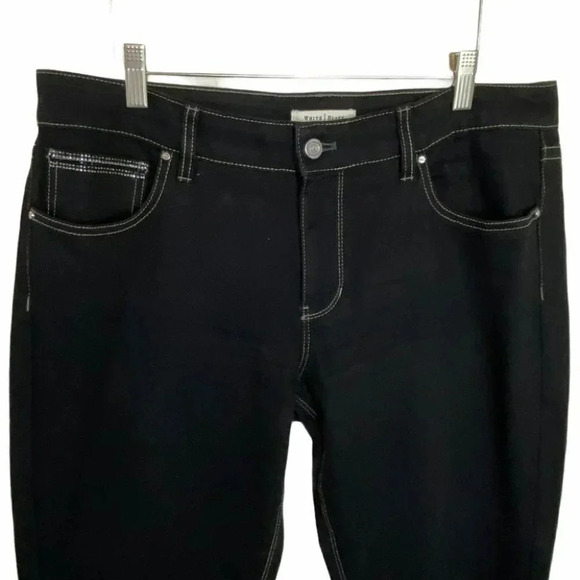WHBM BLANC 12R black jeans w/ sequined pockets - Picture 4 of 6